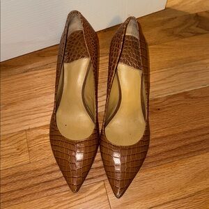 Nine West Brown Crocodile Pattern Heels